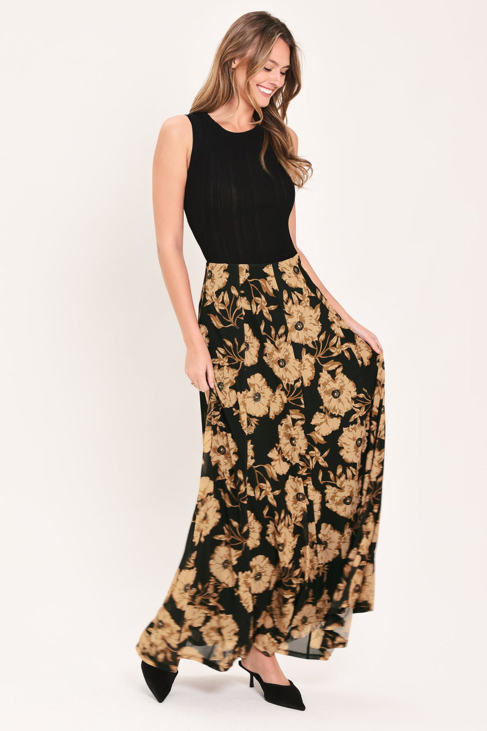 Earthen Flower Fantasy Power Mesh Full Maxi Skirt from KADOU Boutique