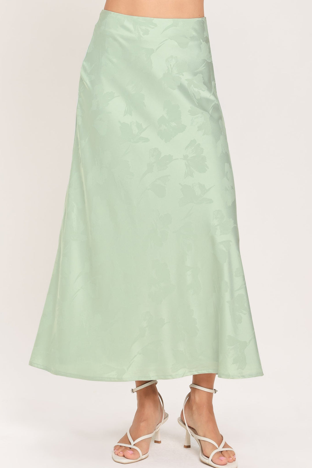 BURGUNDY DYNASTY JACQUARD SATIN MIDI SKIRT