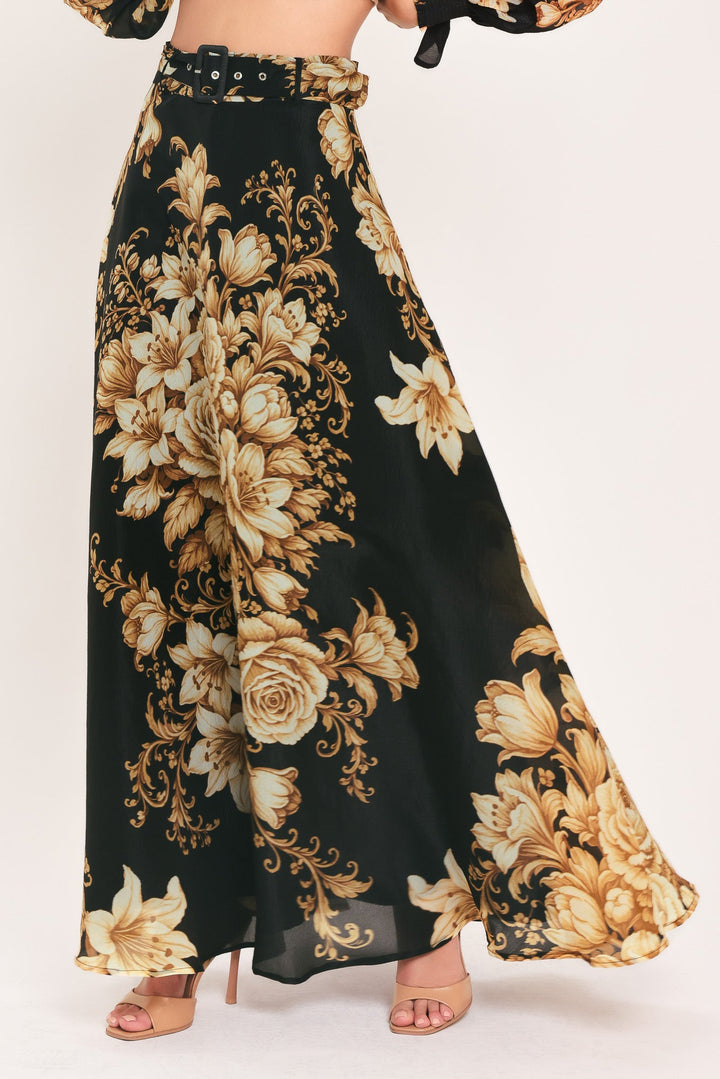 Moonlit Garden Printed Maxi Skirt from KADOU Boutique