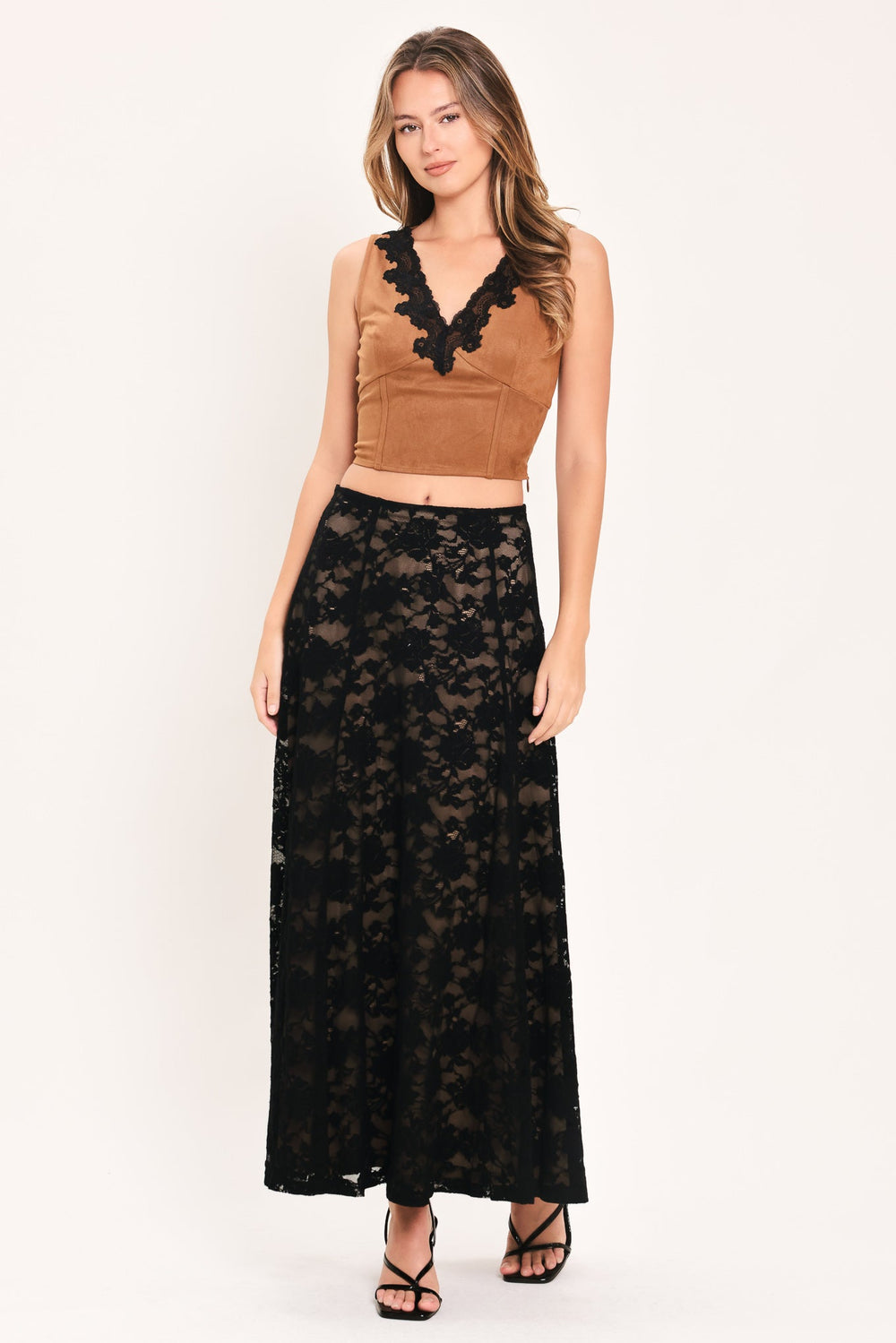 Noir Lace Moonrise Woven Lace Circle Skirt from KADOU Boutique