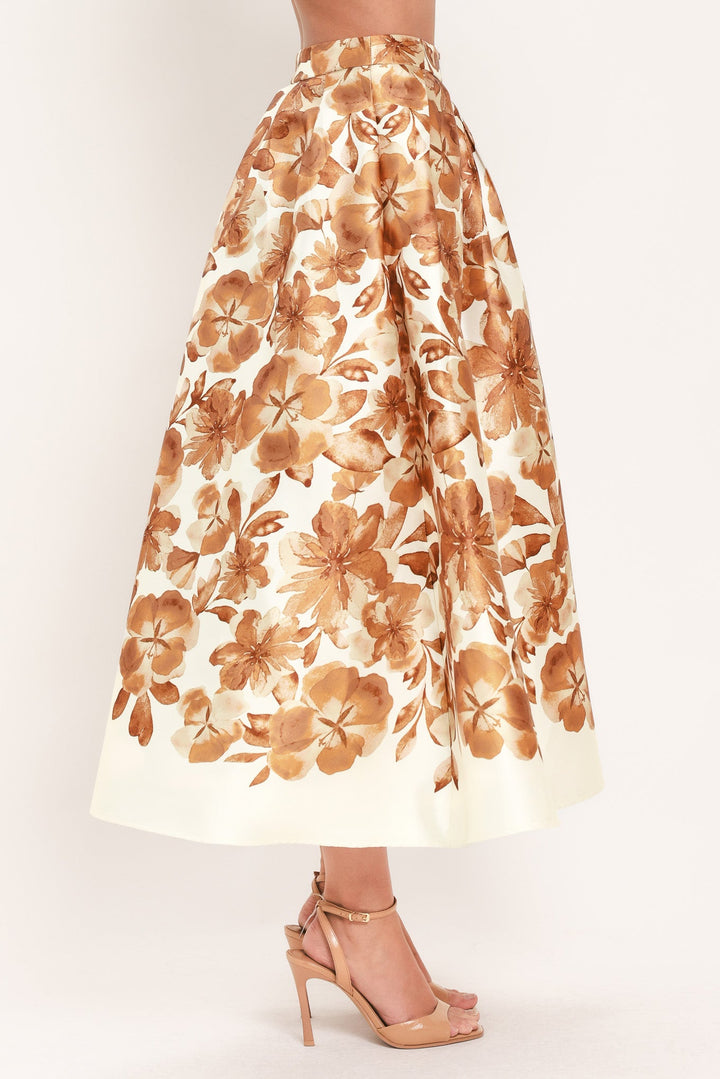Butterscotch Garden Verse Woven Full Midi Skirt from KADOU Boutique