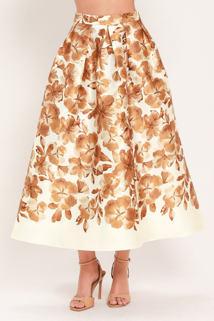 Butterscotch Garden Verse Woven Full Midi Skirt from KADOU Boutique