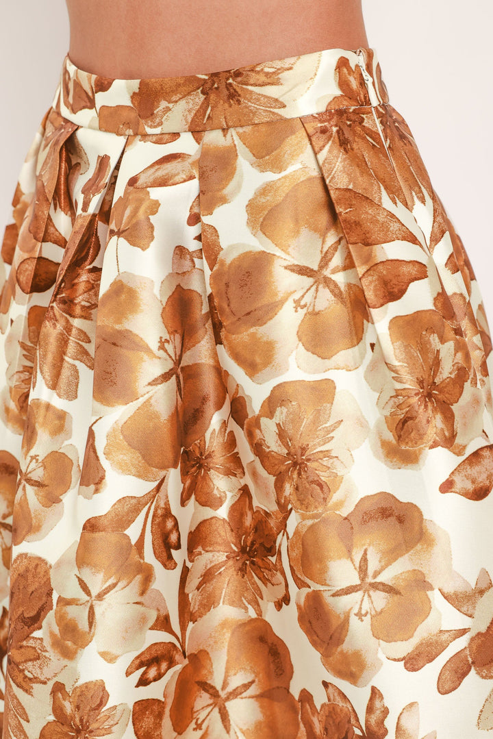 Butterscotch Garden Verse Woven Full Midi Skirt from KADOU Boutique