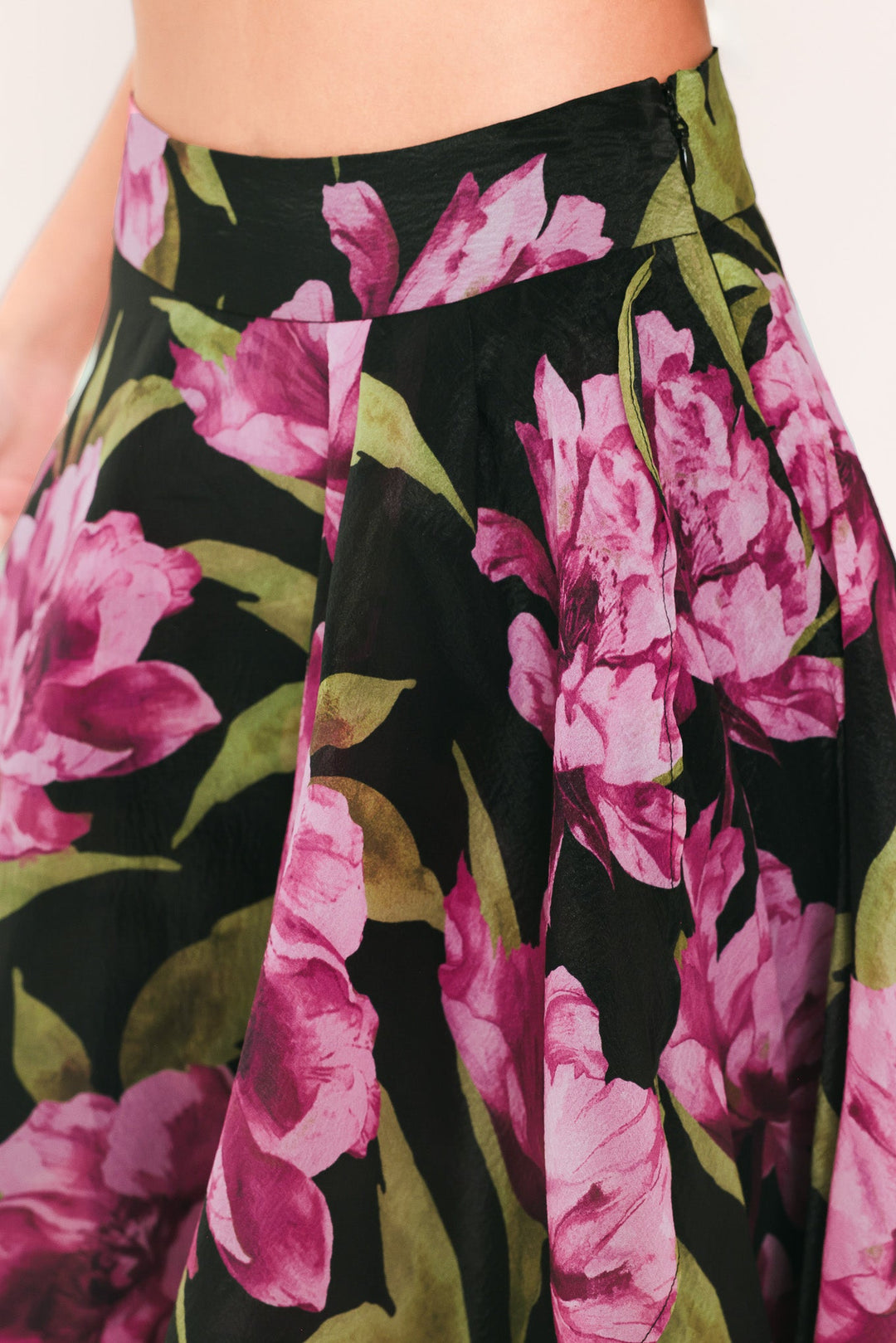 Noir Garden Black Printed Full-Circle Maxi Skirt from KADOU Boutique