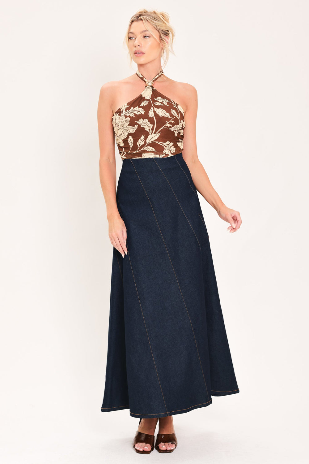 Indigo Sway Denim Ankle Skirt from KADOU Boutique
