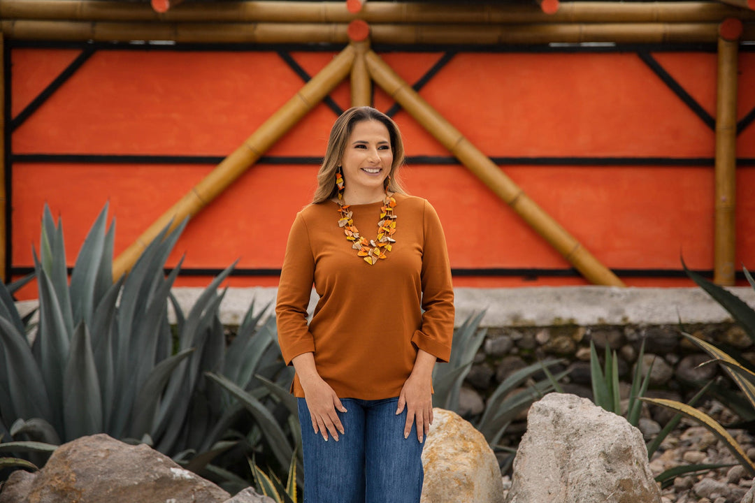 Tagua Fuji Necklace Orange Combo