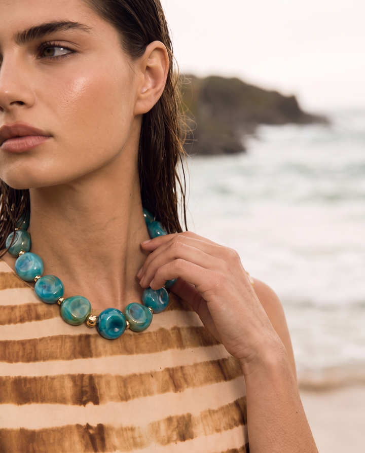 Bahama Blue Beaded Necklace from KADOU Boutique
