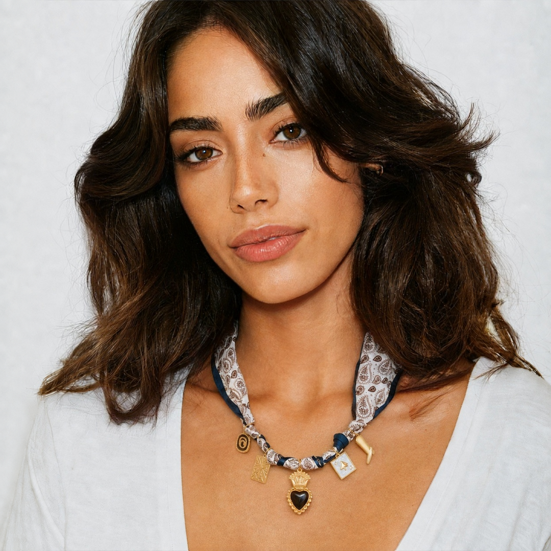 Brown Silk Charm Necklace from KADOU Boutique