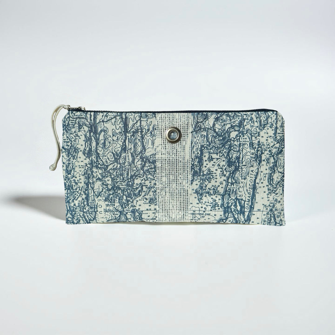Boothbay Harbor Chart sailor blue clutch from KADOU Boutique