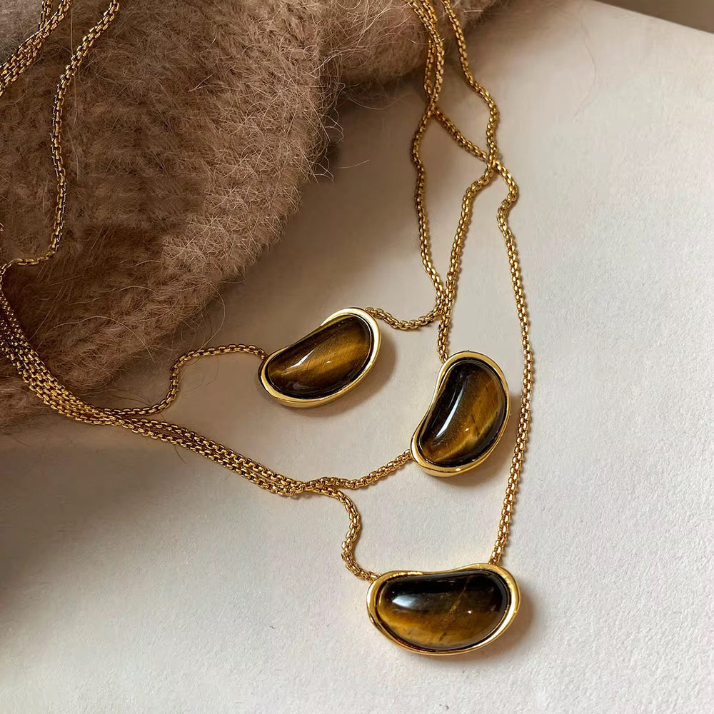 Angie Tiger Eye Pendant Necklace from KADOU Boutique