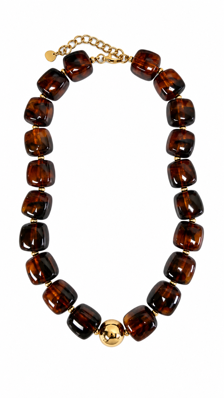 Pebbles Brown Beaded Necklace