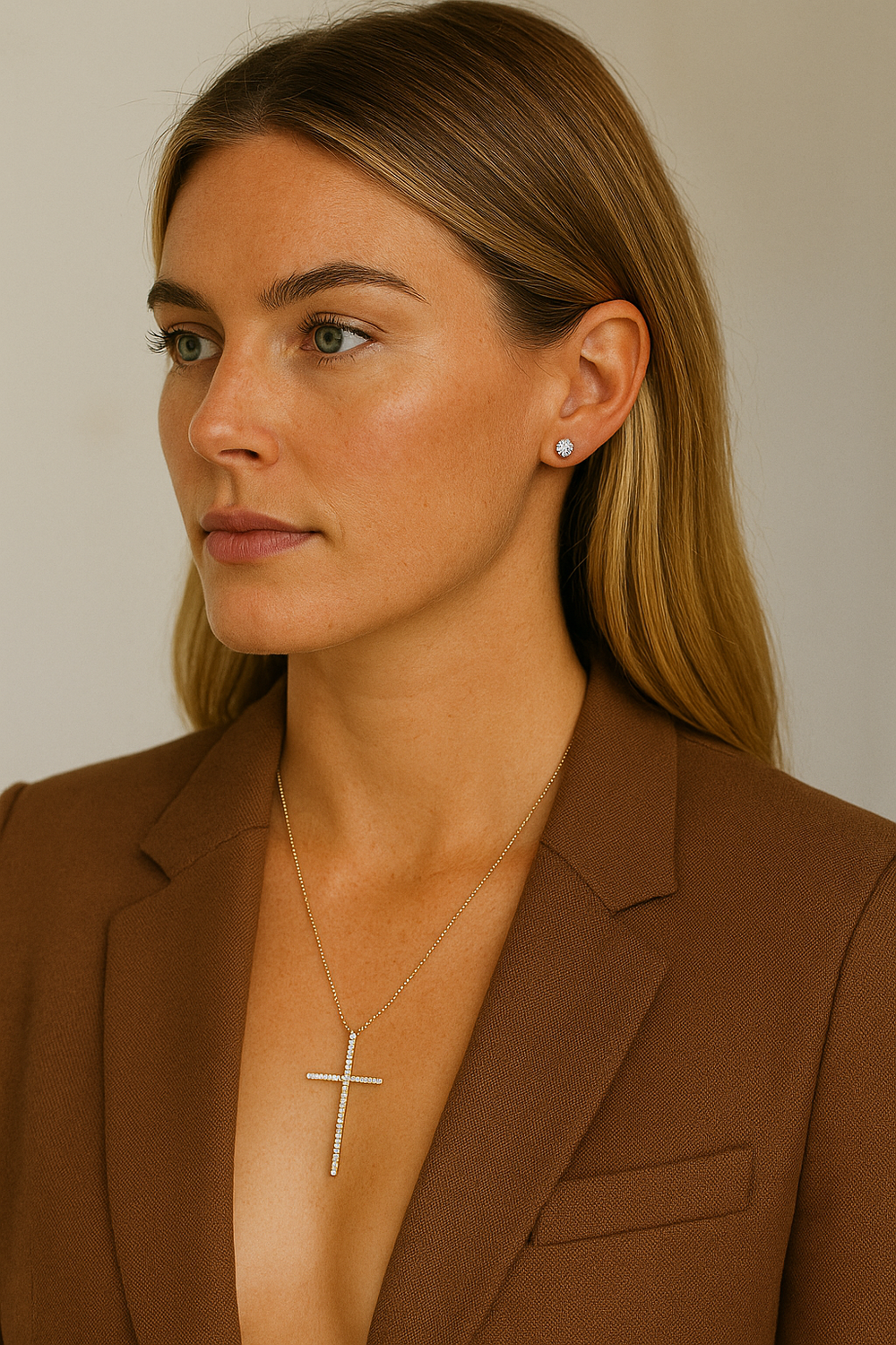 Moriah Cz Cross Necklace from KADOU Boutique