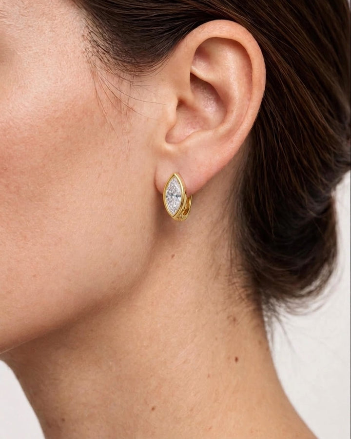 Marquise Bezel Mini Hoop from KADOU Boutique