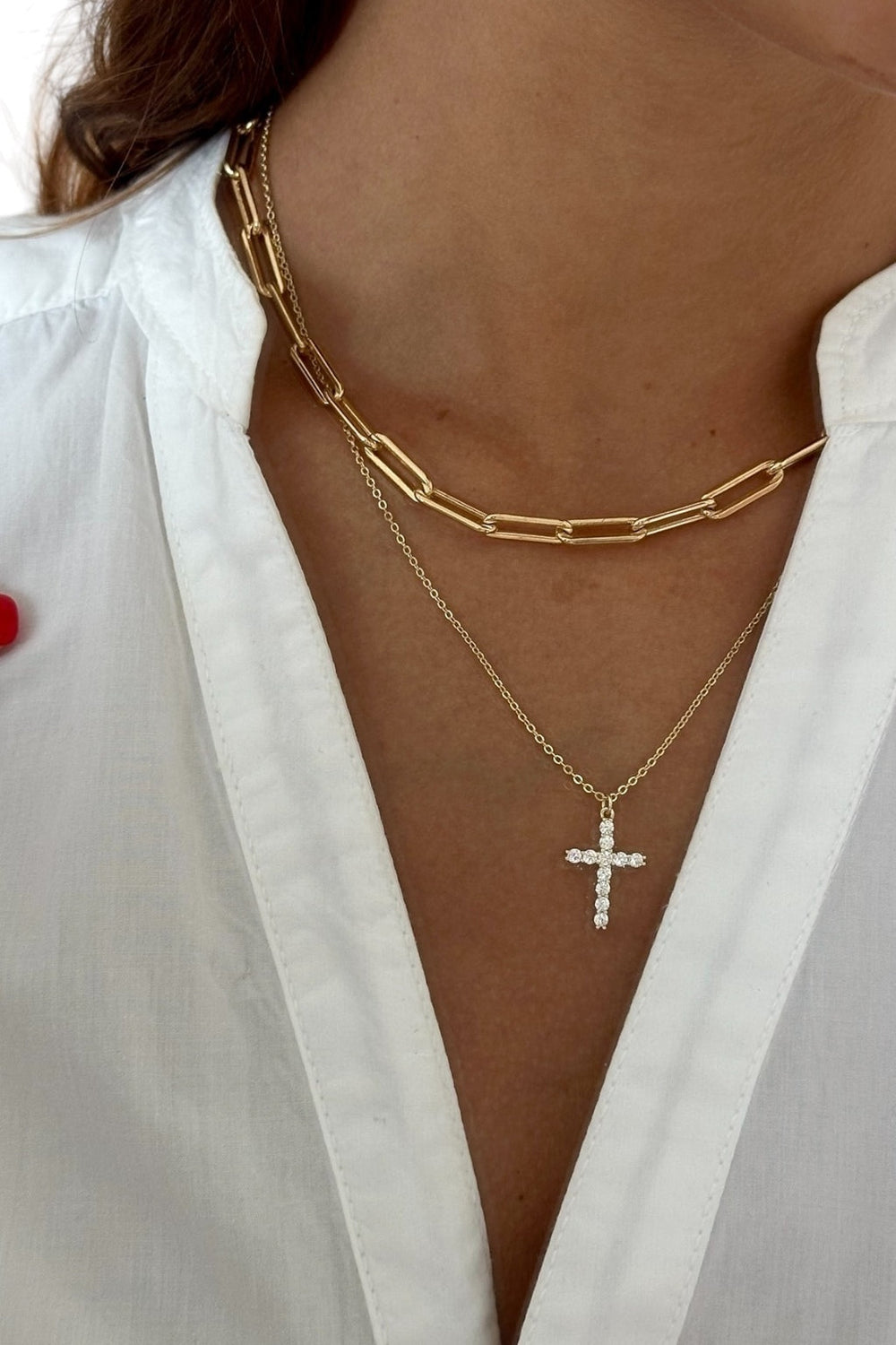 Classic Cz Cross Necklace from KADOU Boutique
