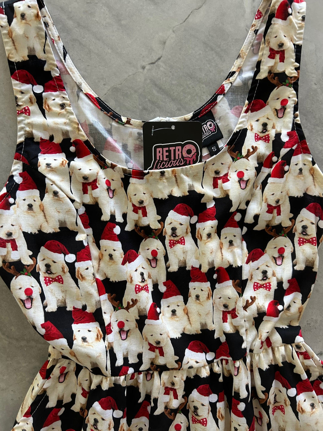 Dogs in Santa Hats Shorter Fit &amp; Flare Dress