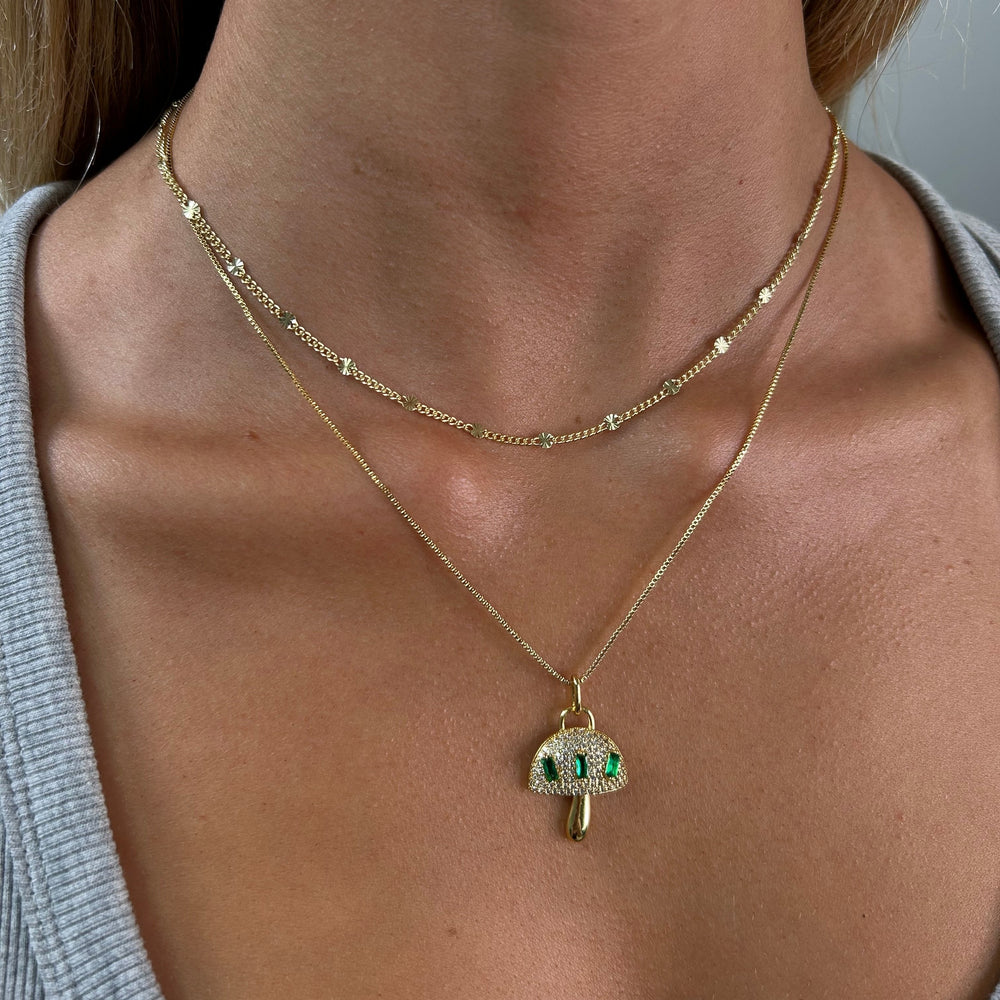 Alice Emerald Mushroom Pendant Necklace from KADOU Boutique