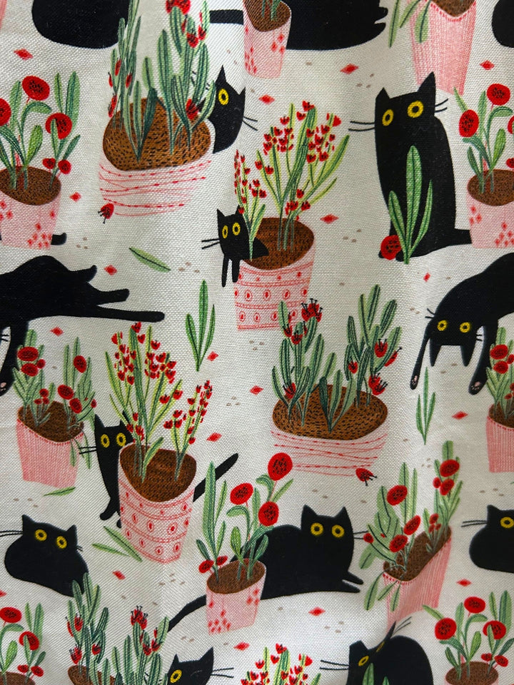 Cats &amp; Plants Collared Dress