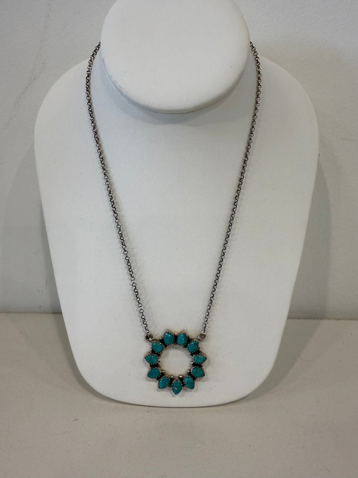 Handcrafted Kingman Turquoise and Silver Necklace