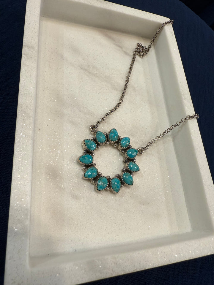 Handcrafted Kingman Turquoise and Silver Necklace