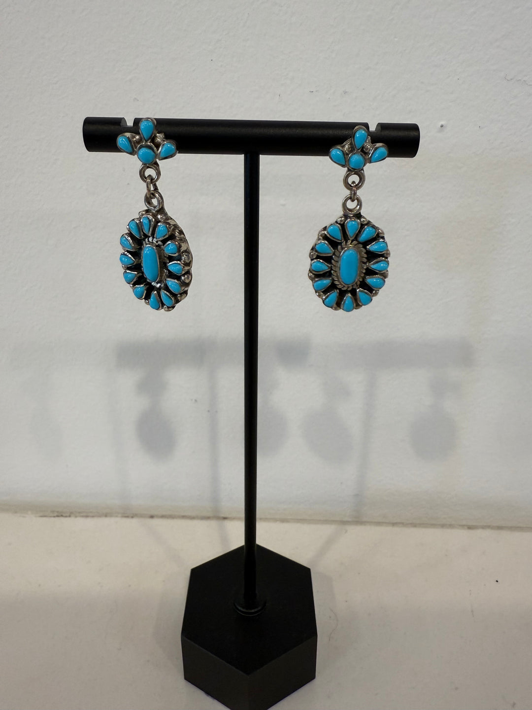 Handcrafted Sterling Silver Kingman Turquoise Dangle Earrings