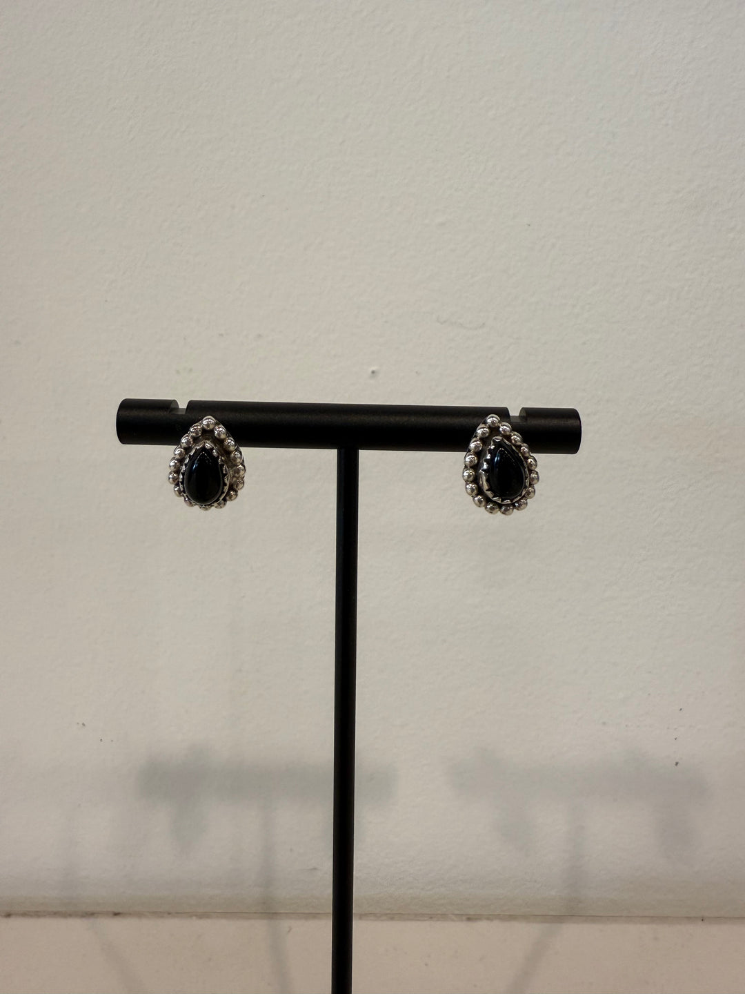 Handcrafted Black Onyx and Sterling Silver Stud Earrings