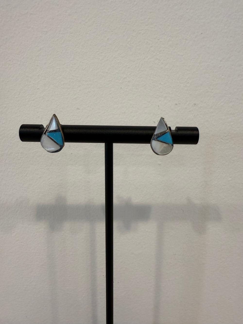 Handcrafted Turquoise and Mother of Pearl Stud Earrings from KADOU Boutique