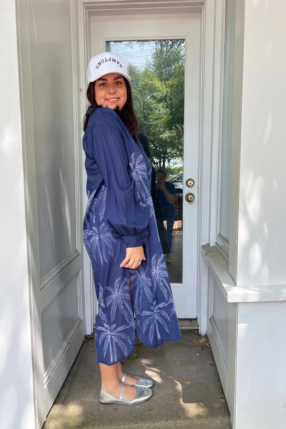 Luna Maxi Shirt Dress - Navy Palm Shibori from KADOU Boutique