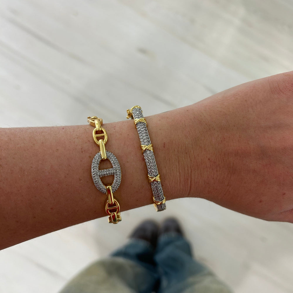 Kit Two Tone Pave Bracelet from KADOU Boutique