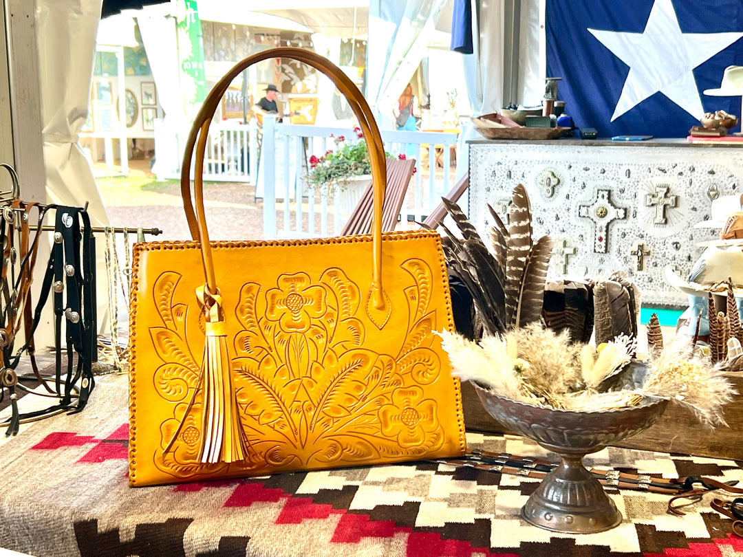 The Amy | Hand-Tooled Leather Tote Bag