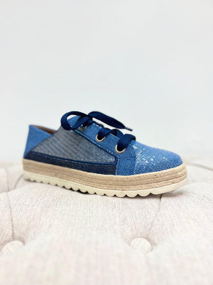 The Denim Sequin Sneakers now available at Kadou Boutique. Online and in store.