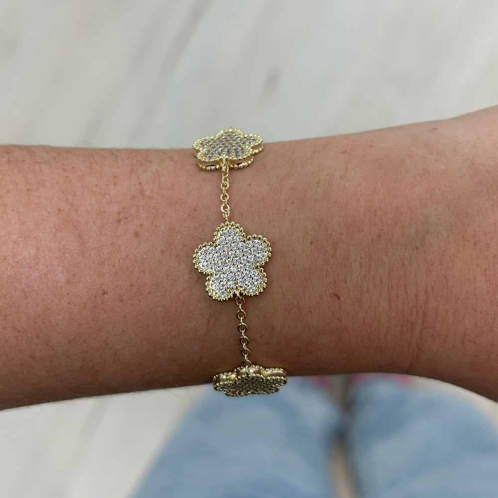 Adeline Clover Pave Bracelet from KADOU Boutique