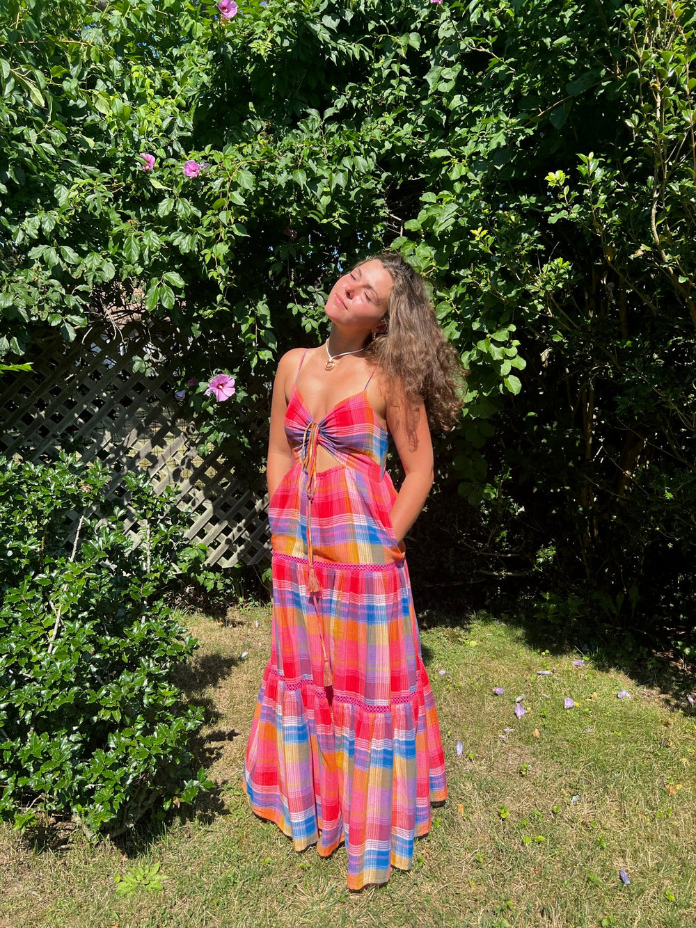 Nibi the Label Nadia Tier Dress - Rainbow Plaid from KADOU Boutique