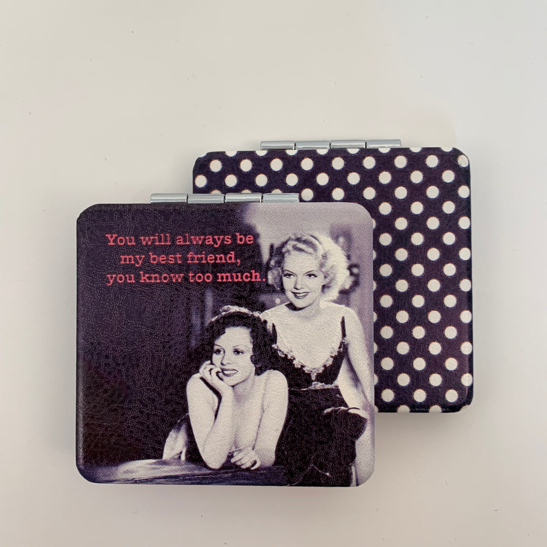 Pocket Folding Compact Mirror With Vintage Image