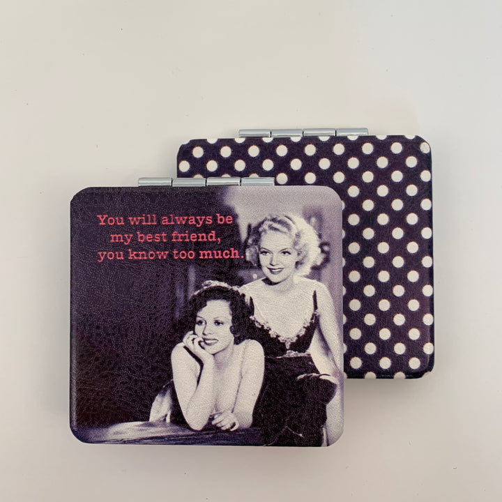 Pocket Folding Compact Mirror With Vintage Image