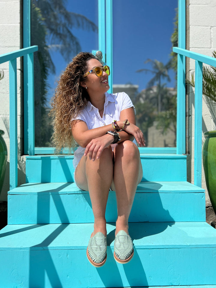 Marbella Huarache Slip-On Teal from KADOU Boutique