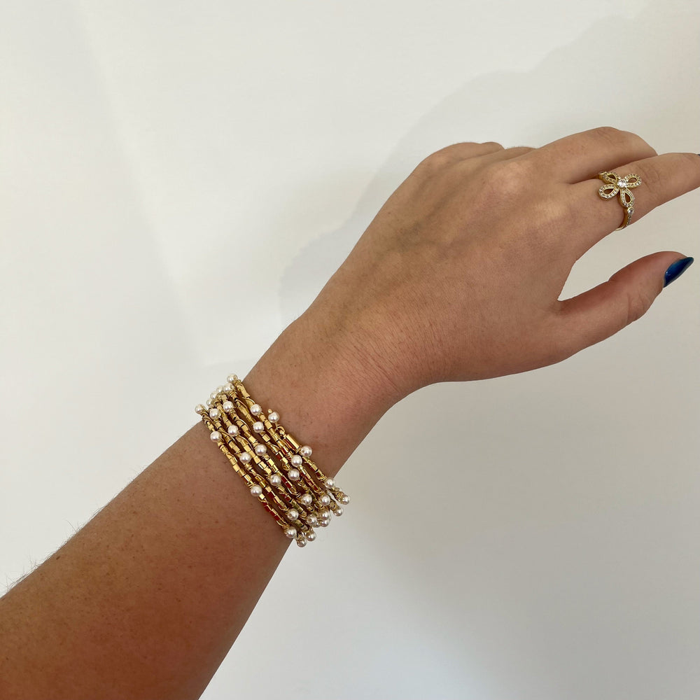 Blake Pearl Wrap Bracelet - 6 Rows from KADOU Boutique