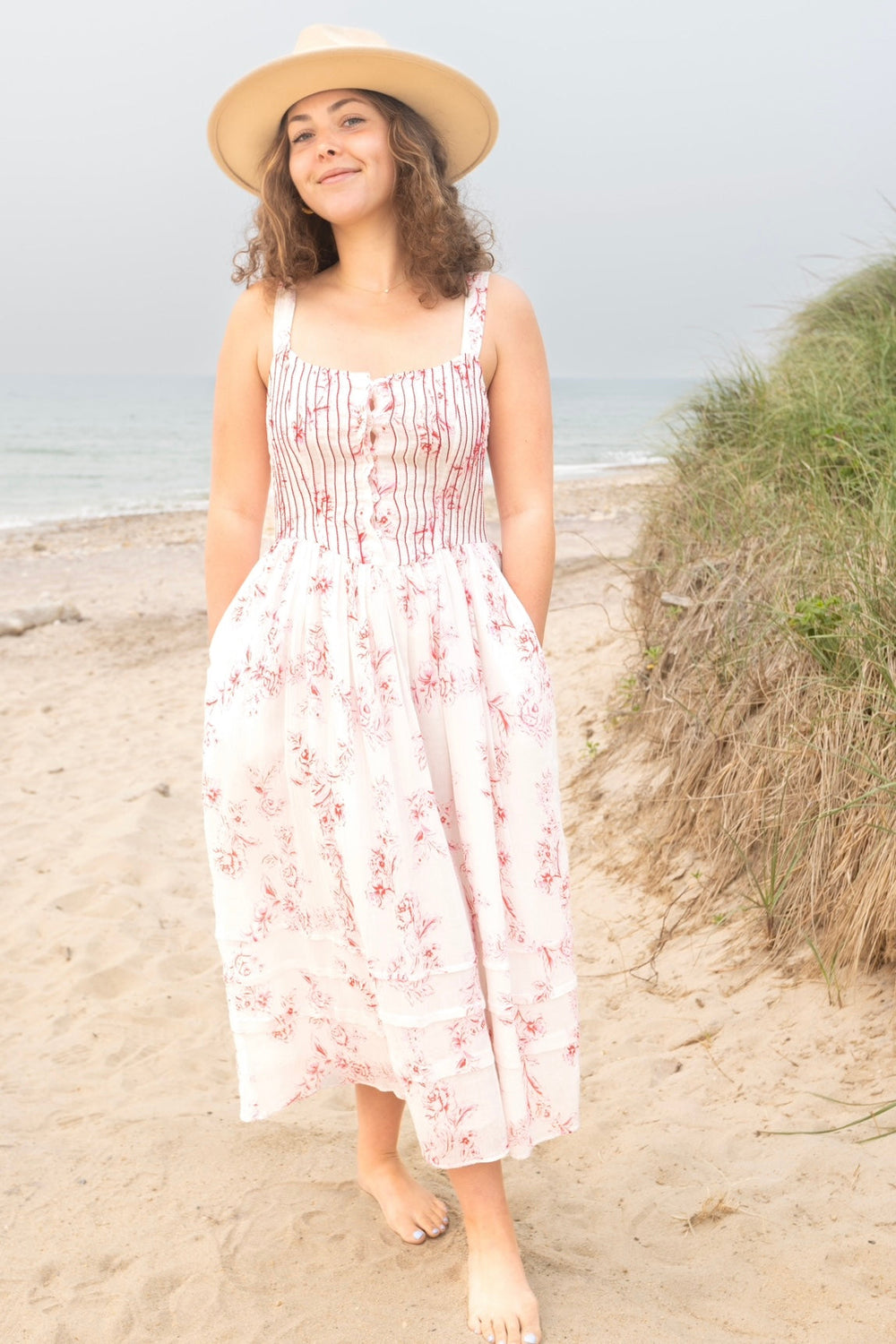 Nibi the Label Shelby Corset Midi Dress - Red Gardenia from KADOU Boutique