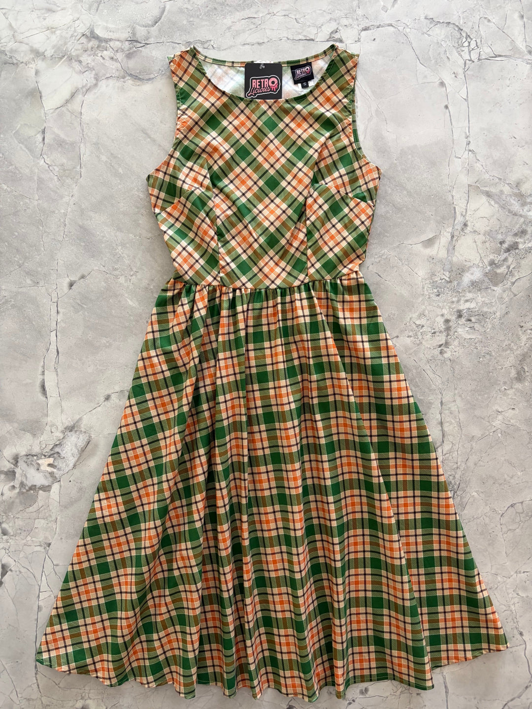 Rust &amp; Green Plaid Midi Dress