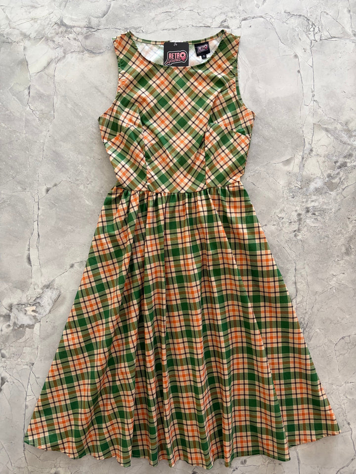 Rust &amp; Green Plaid Midi Dress