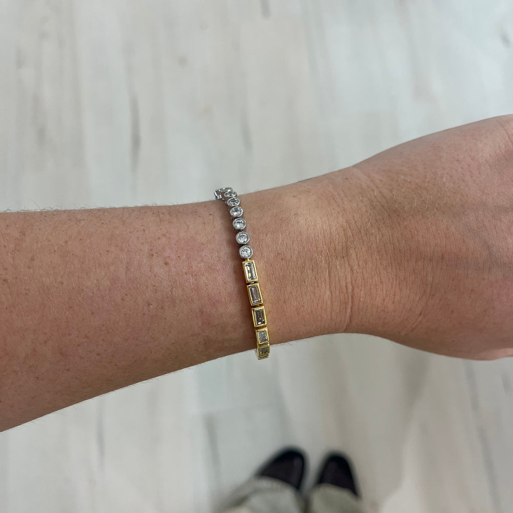 Adrian Two-Tone Bezel Tennis Bracelet from KADOU Boutique