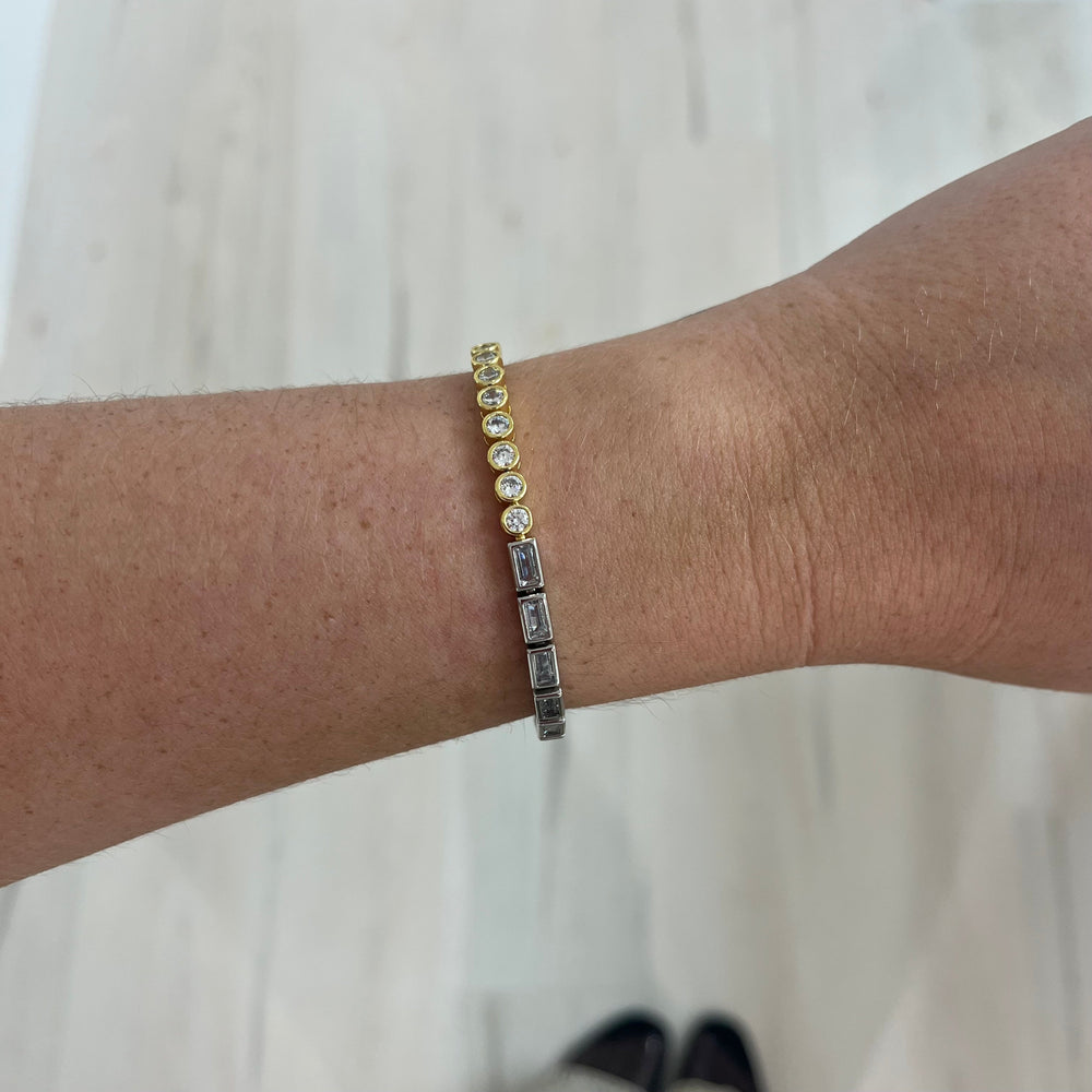 Spencer Two-Tone Bezel Tennis Bracelet from KADOU Boutique