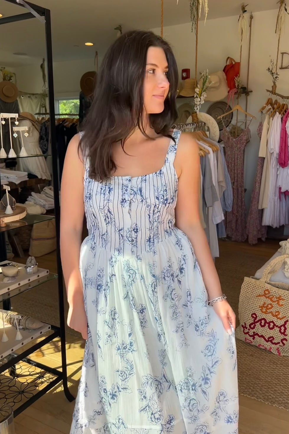 Nibi the Label Shelby Corset Midi Dress - Blue Gardenia from KADOU Boutique
