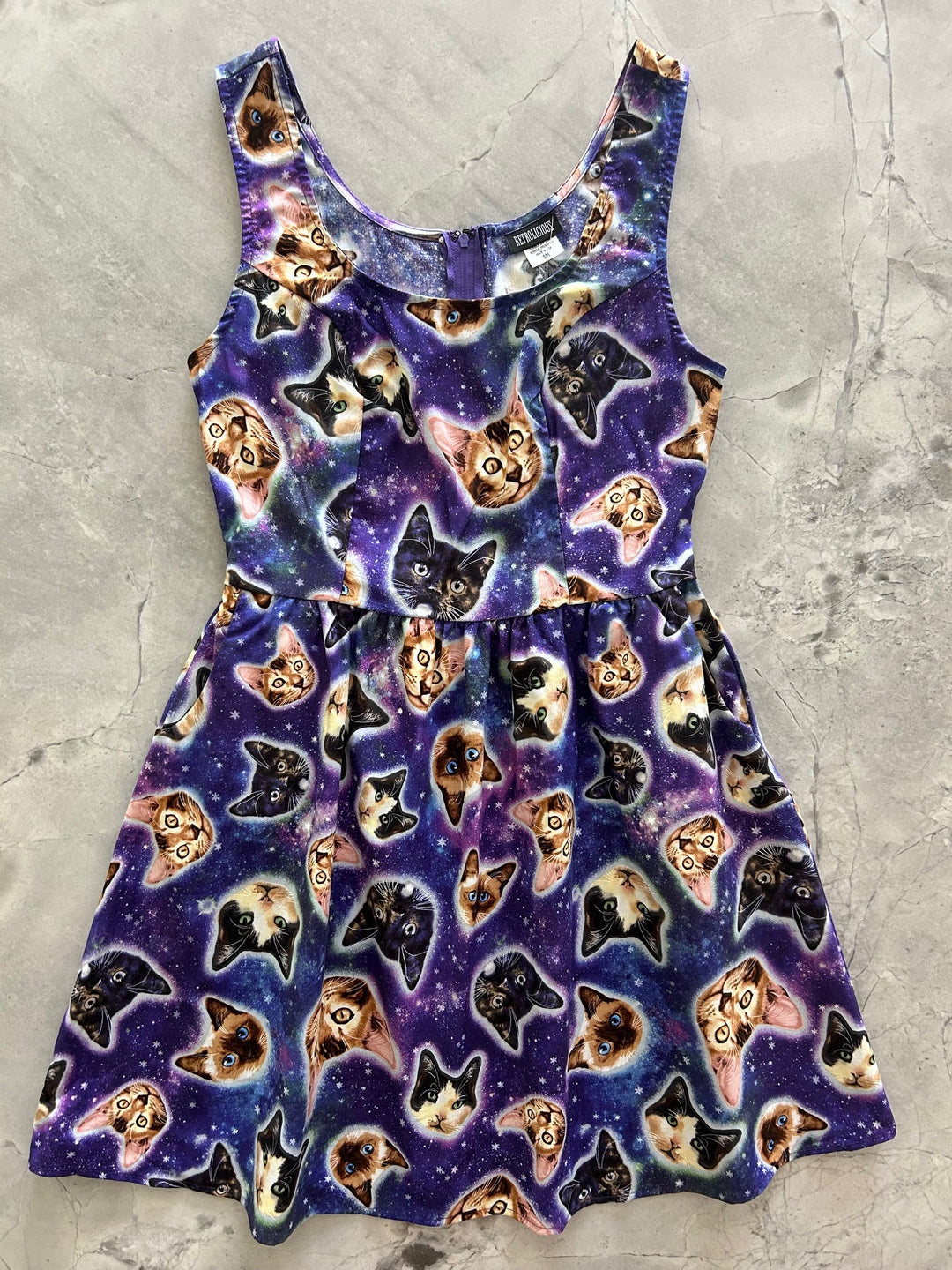 Galaxy Cats Shorter Length Fit &amp; Flare Dress - Small Only