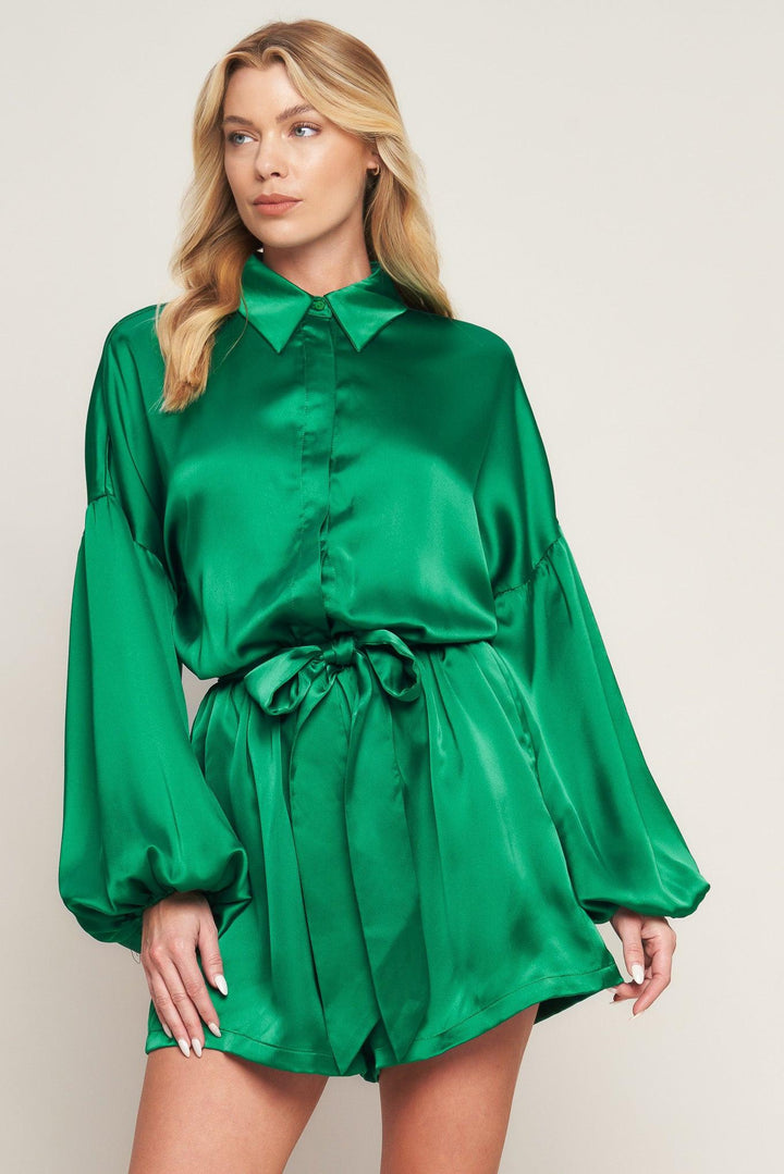 Celebration Time Woven Satin Romper from KADOU Boutique