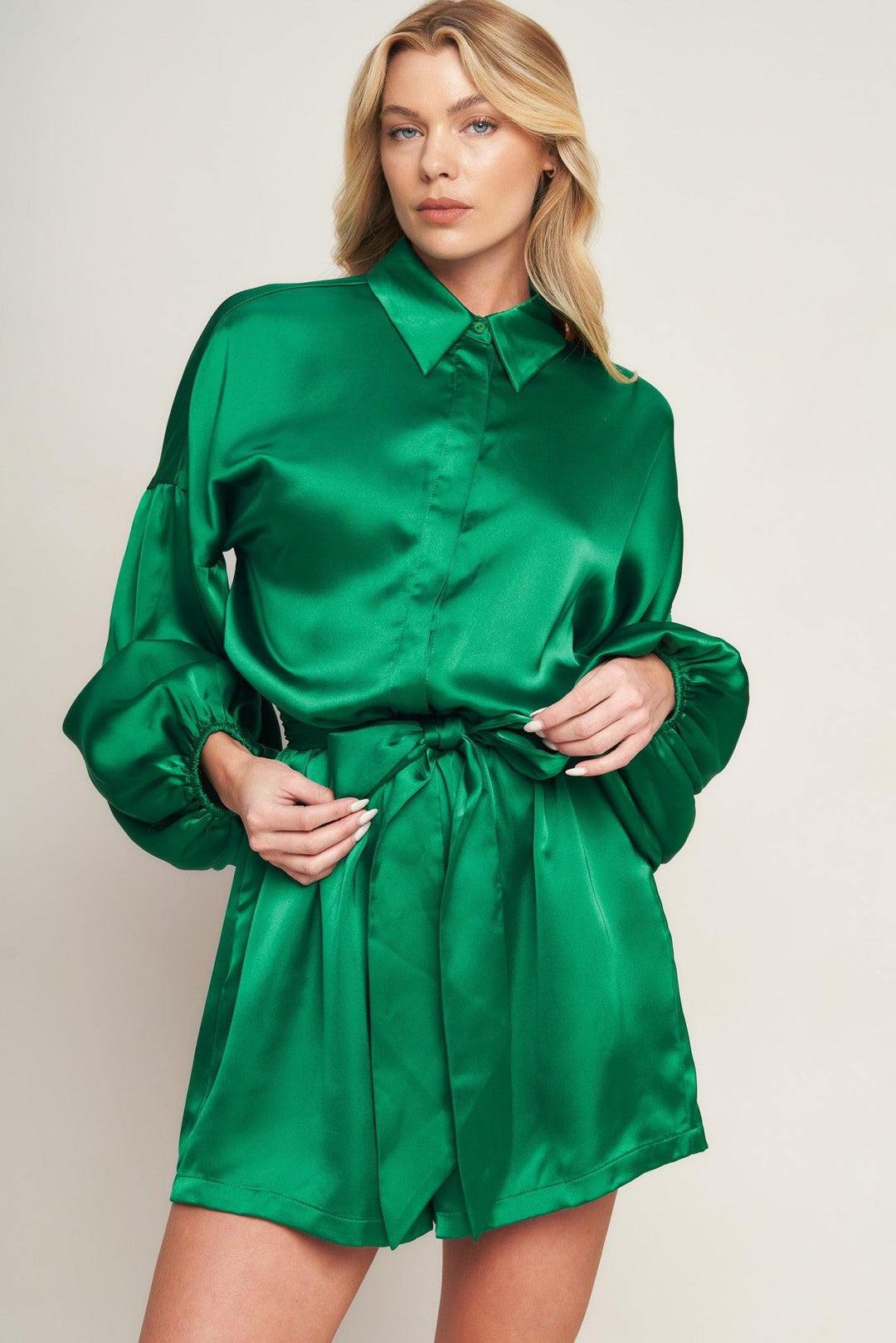 Celebration Time Woven Satin Romper from KADOU Boutique