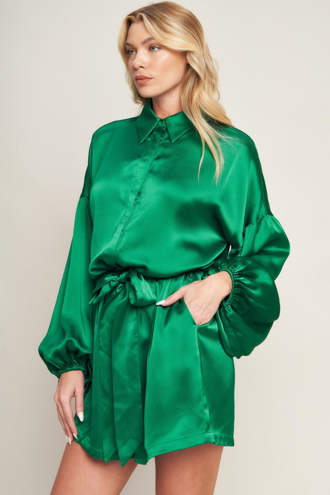 Celebration Time Woven Satin Romper from KADOU Boutique