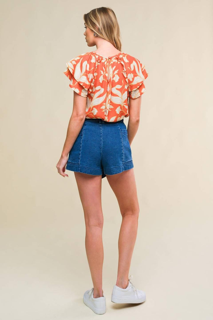 Azure Elegance Denim Skort from KADOU Boutique