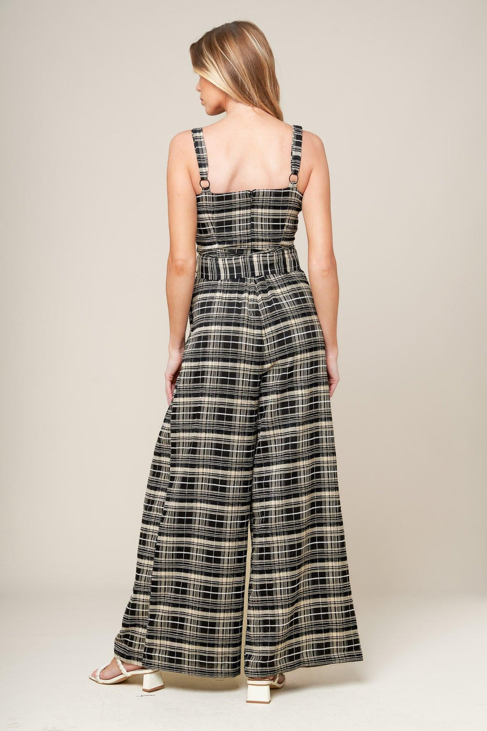 Sand Dune Woven Plaid Jumpsuit from KADOU Boutique