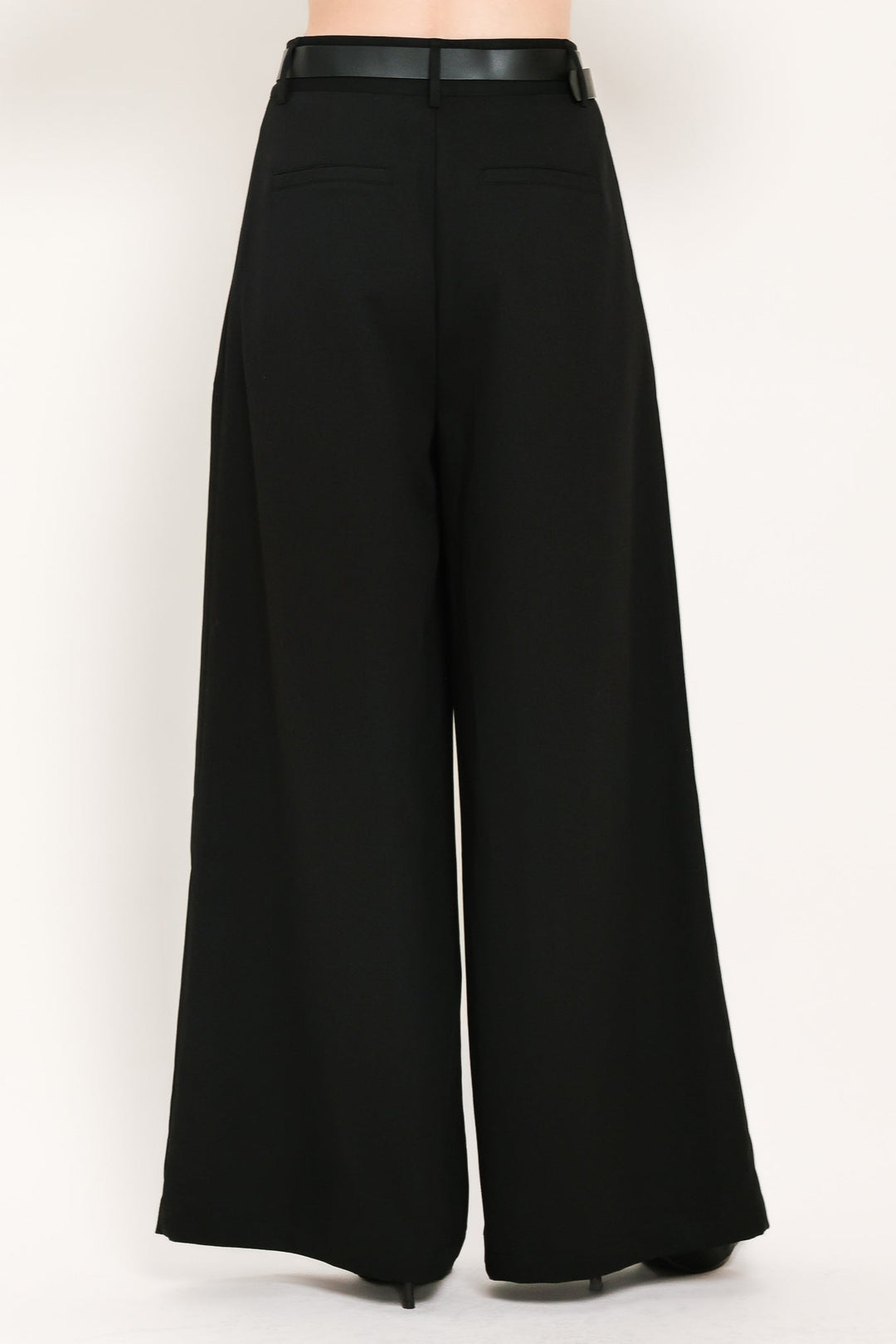 CITY CINCH BLACK/BROWN BELTED WIDE-LEG PANTS