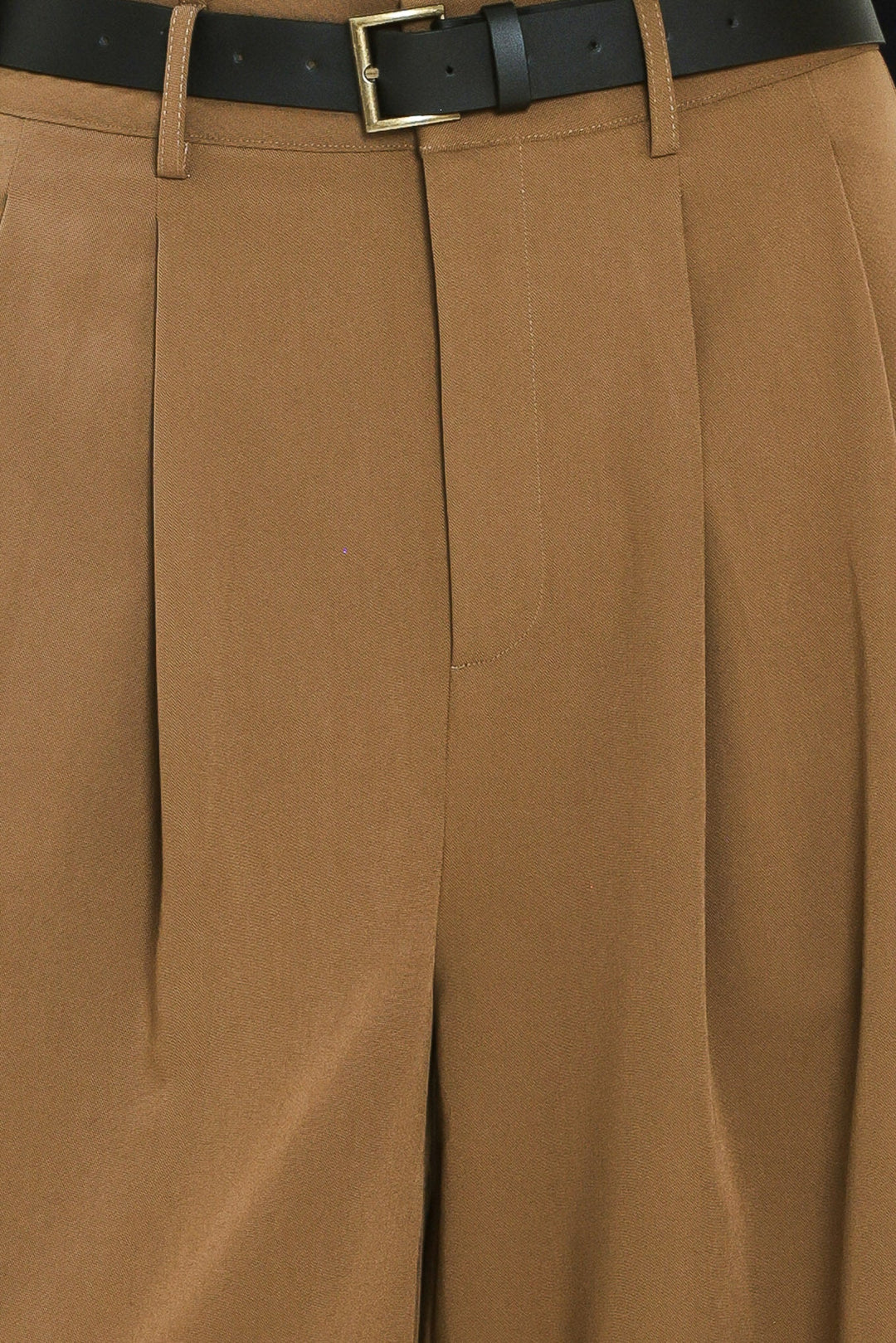 CITY CINCH BLACK/BROWN BELTED WIDE-LEG PANTS